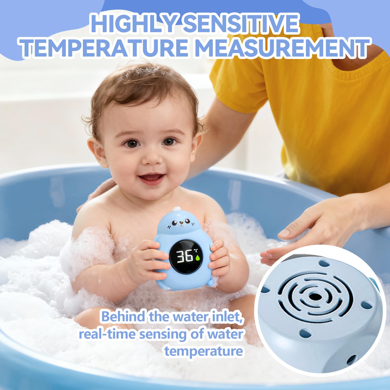 Impermeabile Termometro da Bagno per Bambini, Termometro Bagnetto Neonato Digitale, Giocattolo per Vasca, Schermo di facile lettura, Adatto per Vasche da Bagno per Bambini e Piscine