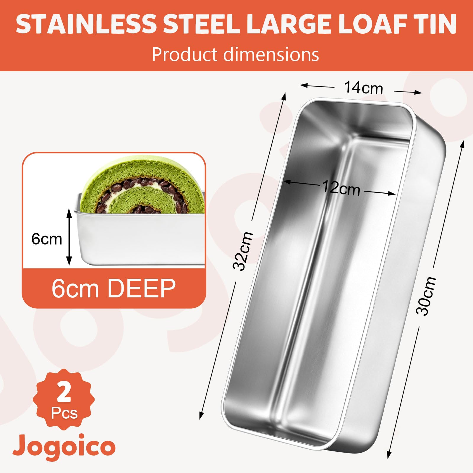 Stampi per Pane in Acciaio Inox Set di 2 Stampo Pane Cassetta da Toast 32x14x6 cm Stampo Grande in Acciaio Inox per Pane Rettangolare Teglia Torte per Dolci Lavabili