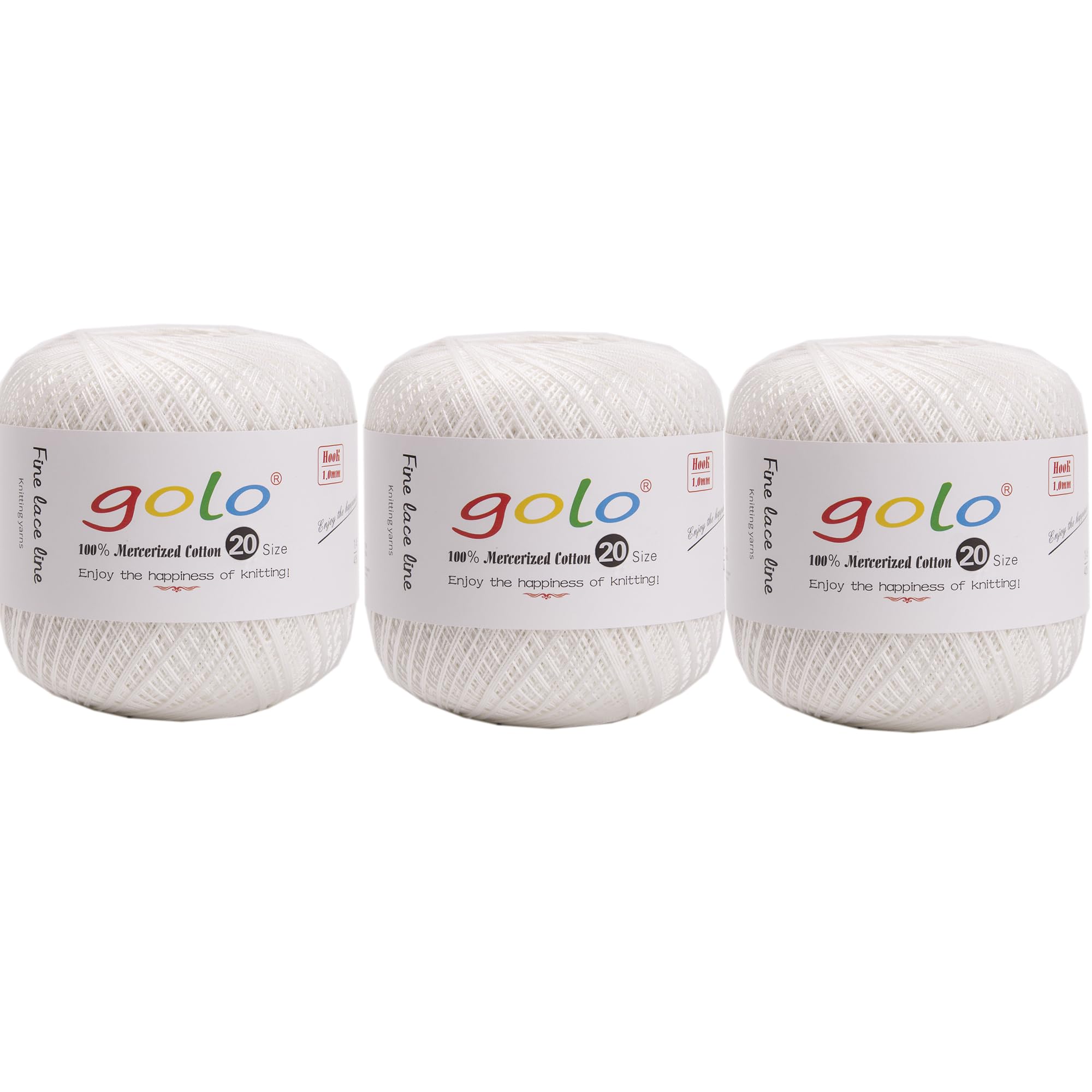 golo 3 Balls Crochet Thread Size 20 Embroidery Thread Crochet Yarn for Hand 802 Pearl Yarn