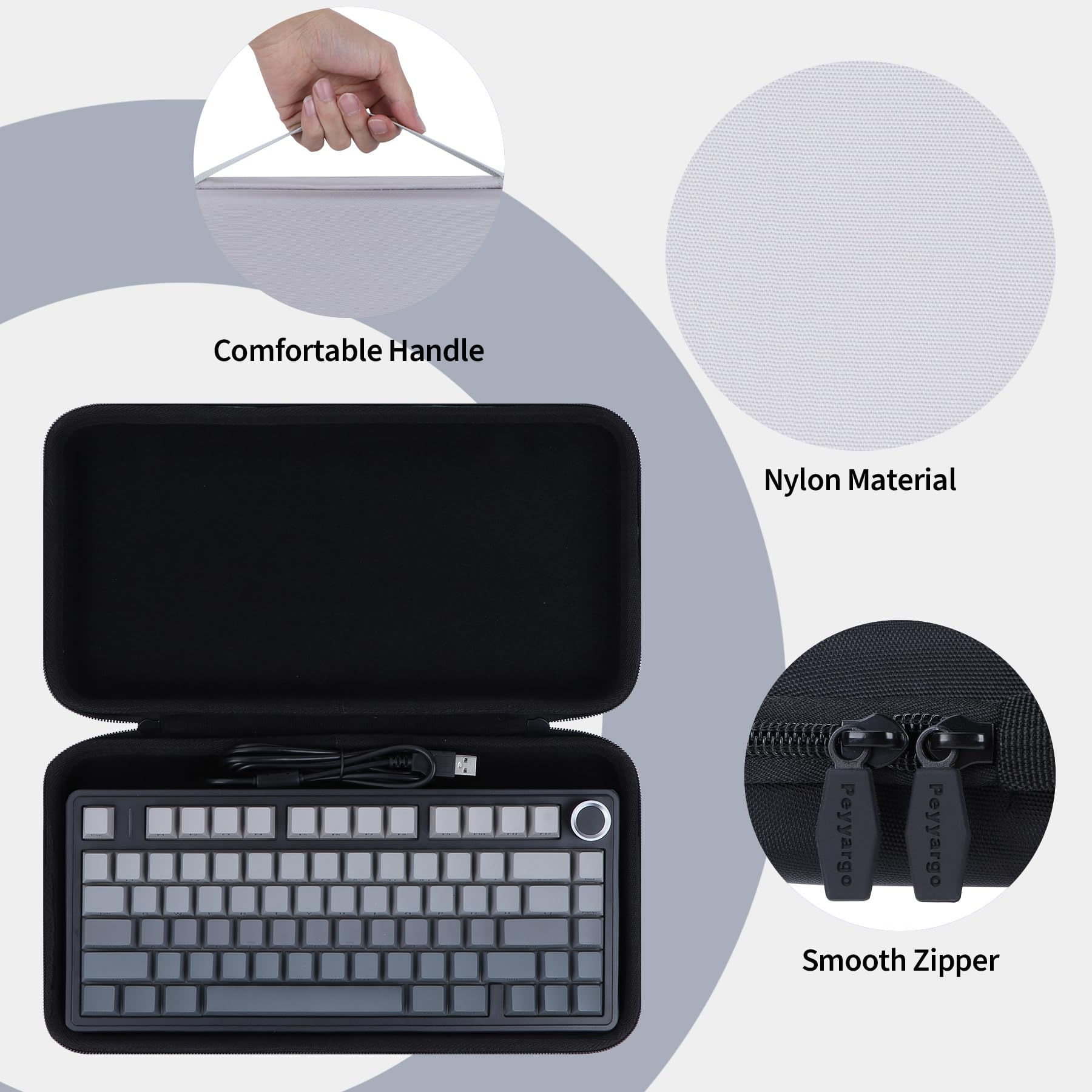 Hart Schutzhülle Kompatibel mit 75% Aula F75/F75 PRO/F75 Max/AJAZZ AK820/RK Royal Kludge M75/RK84/YUNZII B75 PRO/NEWMEN GM326/Corsair K65 Plus Mechanische Tastatur Gaming (Grau)