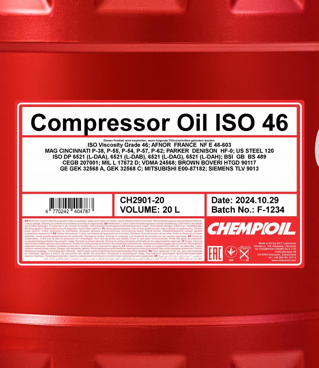 2901 OLIO COMPRESSORE ISO 46 20 LT