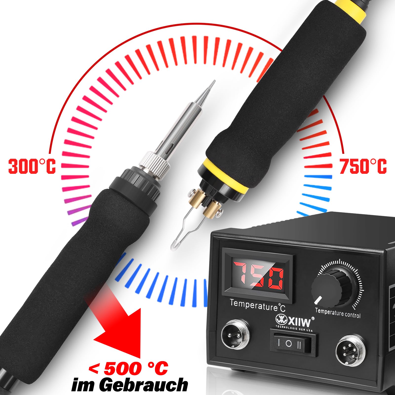165-tlg Brandmalstation, 100W Brandmalerei und Lötkolben set, 5x Lötspitzen & Zwei Stift, Holzbrenner Brennkolben Brandmalgeräte, Lötstation Lötset Soldering Iron, Temperatur Einstellbar 0-750°C