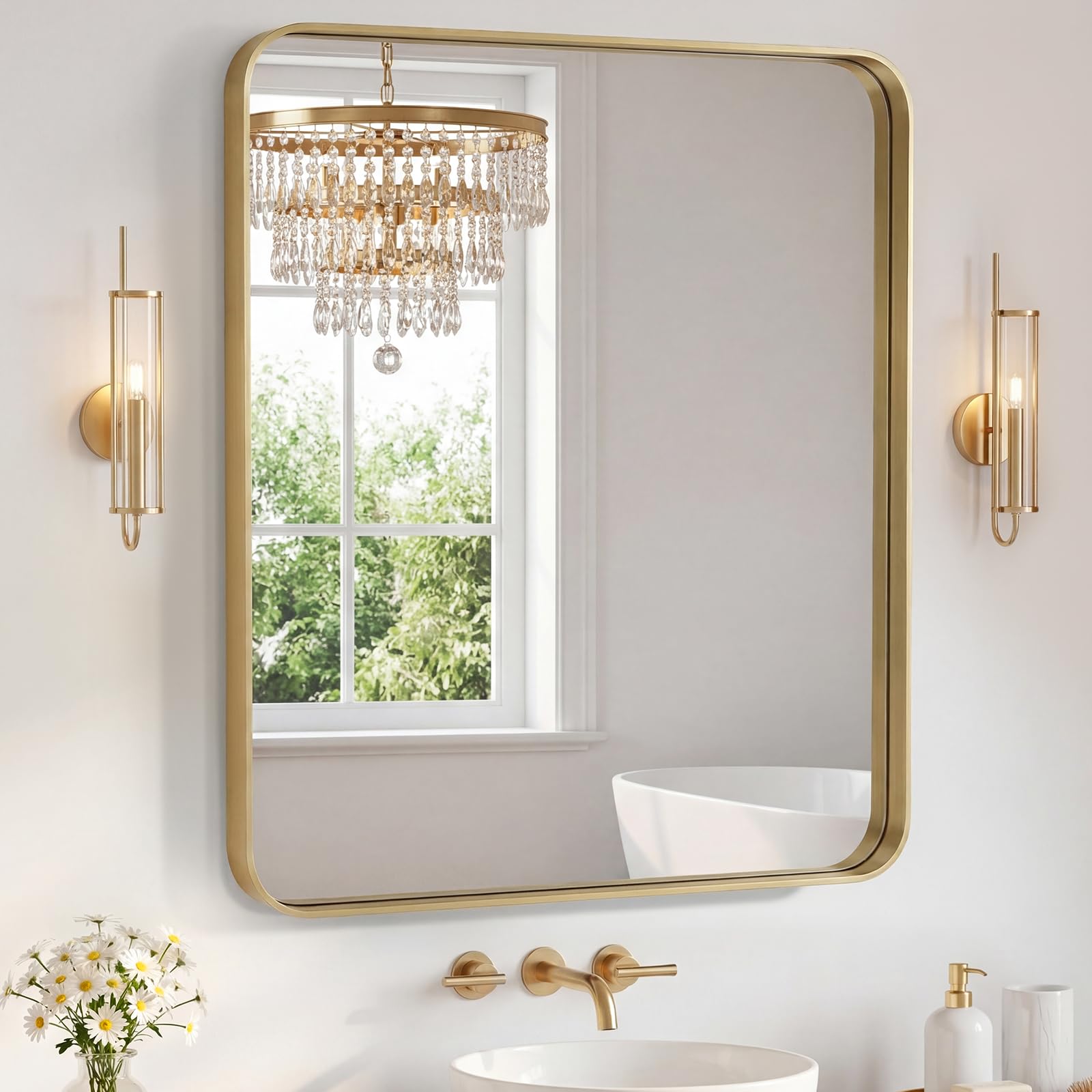 Sweetcrispy Bathroom Mirror 40x36 Inch, Vanity Mirror for Wall