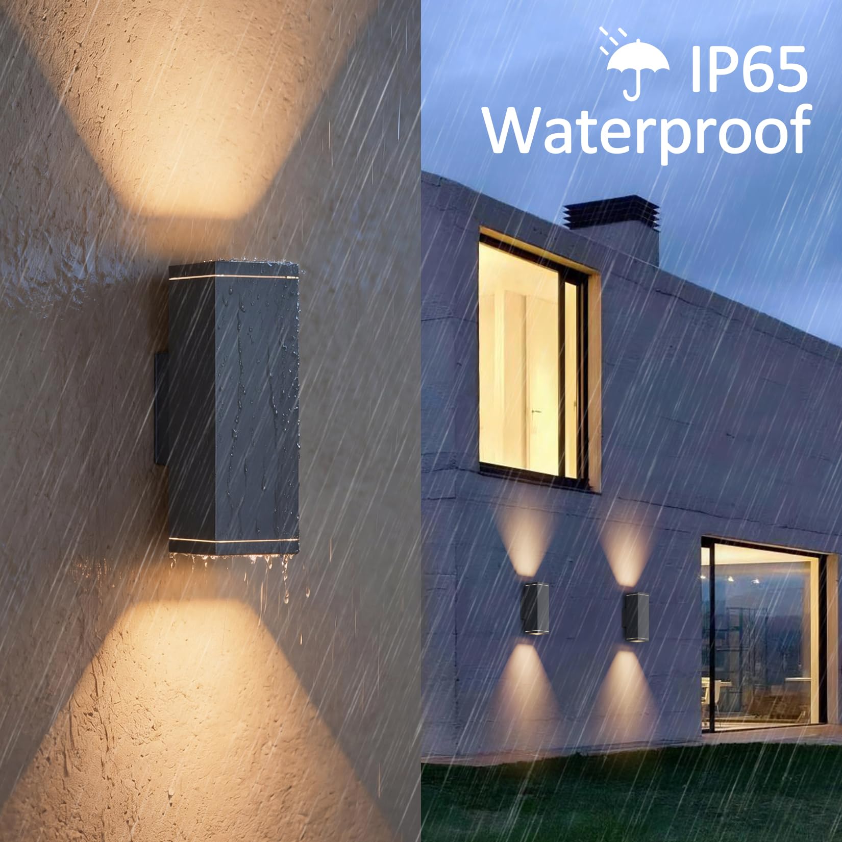 Klighten 2 Stück Wandleuchten GU10 Außen/Innen, IP65 Up and Down Leuchten Aussen, Aluminium Aussenleuchte Außenlampe, Wandlampe für Eingang Terrasse, 26 x 13 cm, ohne Leuchtmittel, Anthrazit