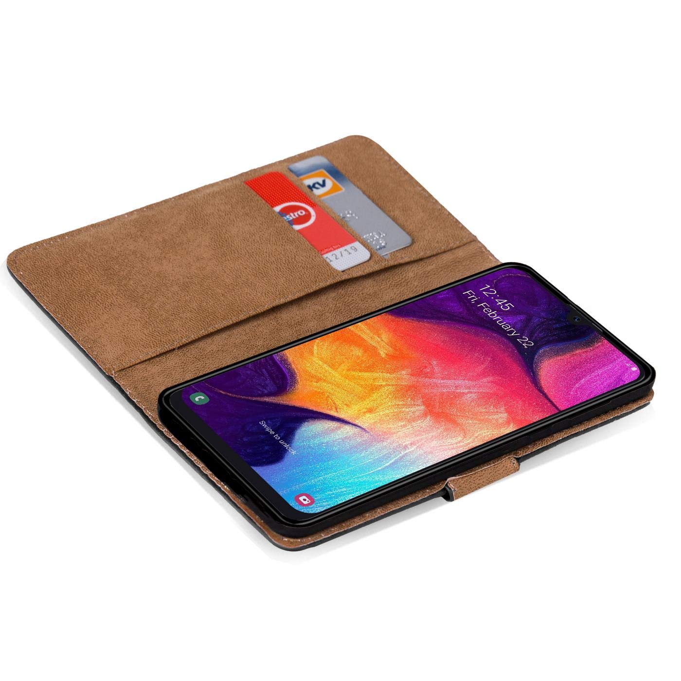 Verco custodia per Samsung Galaxy A70, Case per Galaxy A70 Cover PU Pelle Portafoglio Protettiva, Nero