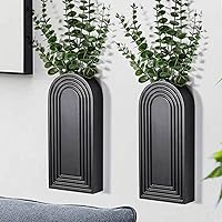 Dnnnii 2 Pack Black Wooden Wall Vase Set - Modern Farmhouse Boho Hanging Planters for Entryway Hallway Bathroom Living Room