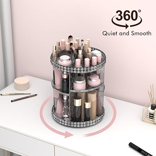 Miniatura 9 de Organizador de maquillaje giratorio, organizadores giratorios de cuidado de la piel de 360, almacenamiento de cosméticos de capa ajustable,