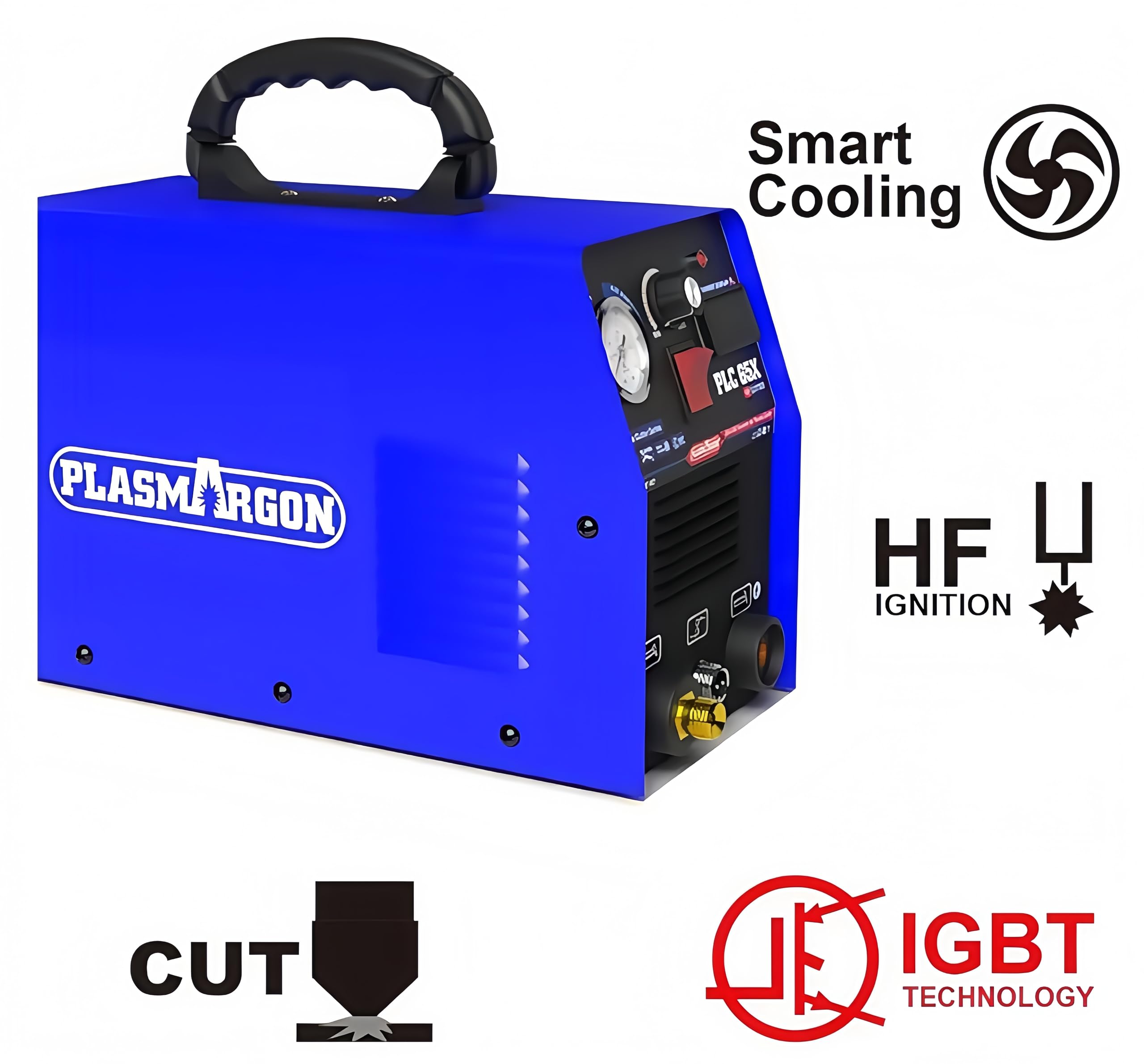 wycinarka plazmowa 65Amp bezdotykowy pilot, duży cyfrowy wyświetlacz, maks. grubość cięcia 18mm, 220V maszynka do cięcia plazmą - PLC65X