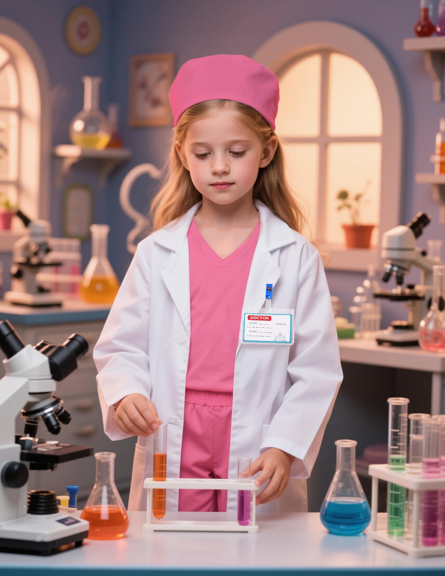 Gortykor Kids Doctor Costume Doctor Lab Coat for Boys Girls 3-10 Halloween Career Day Dress Up(4-5 Years)