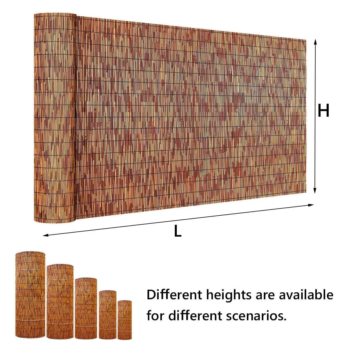 Valla Cañizo Natural, Exterior Ocultacion Terraza Ligero Transpirable Pantalla Privacidad Balcon Alternativa Bambu Jardin Separador Decoracion Rollo Cortaviento(Marrón,H90xL550cm)