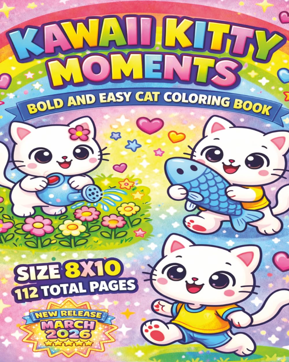 Kawaii Kitty Moments Bold and Easy: Adorable Kawaii Cats and Cute Kitty Scenes to Color — Fun, Relaxing and Easy Designs Featuring Playful Kittens, ... Cat Adventures for Kids, Teens and Adults...