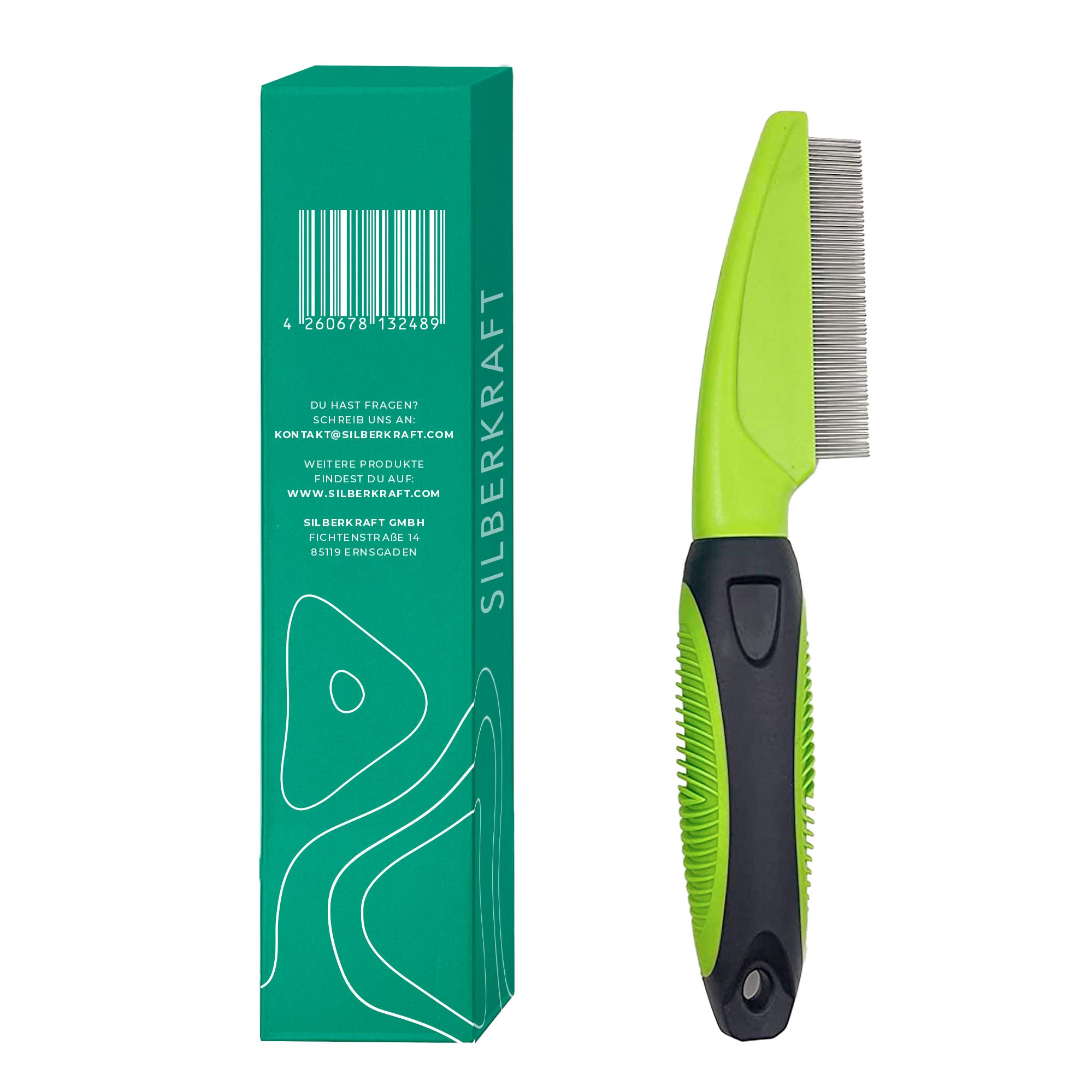 Silberkraft Peigne anti-puces pour chien, chat et autres animaux domestiques,Soin doux grâce aux dents en métal arrondies,Peigne à poux, les parasites, les parasites et les vermines
