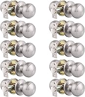 Vista 18 de Gobrico Cerradura de puerta de paso de acero inoxidable níquel satinado interior sin llave redonda perilla de puerta cerrada, 1 paquete