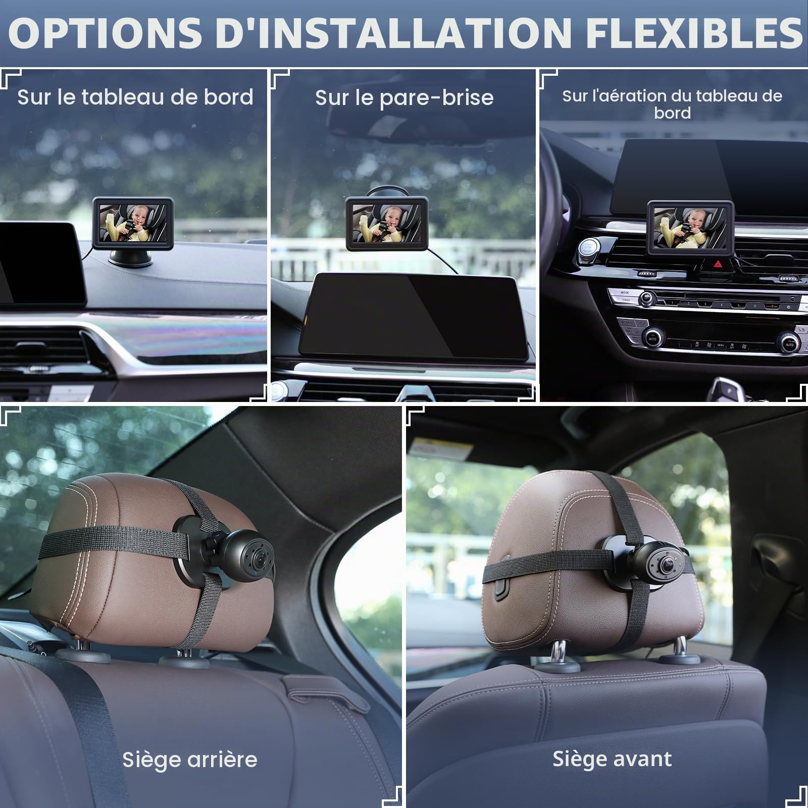 Caméra de Voiture pour Bébé HD 1080P avec Écran de 10,9 cm - Miroir pour Siège Arrière, Moniteurs de Siège Arrière avec Fonction de Vision Nocturne, Angle de Vue Large, Kit de Sécurité pour