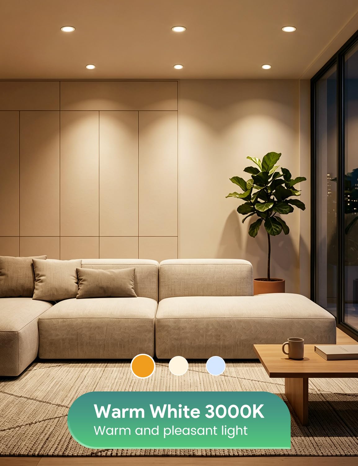 24 Faretti LED da Incasso, 5W Faretti LED da Incasso per Cartongesso | 450 Lumen IP44, AC 220 - 240V 25mm Luci Ultrasottili da Soffitto Bianco Caldo, Angolo a Fascio 120° Foro Incasso 68mm - 90mm