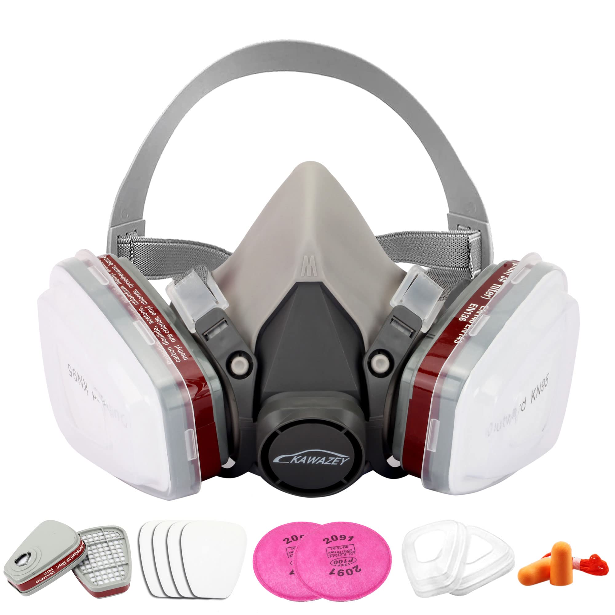 kawazey Medium Reusable Half Facepiece Respirator with 2091 Filter, 6001 Cartridge, 6200 Replacement Shield for Painting, Sanding, Polishing, Welding, Woodworking - 13 in 1 Set with English Manual (B0B165P6HS) Amazon Price History, Amazon Price Tracker