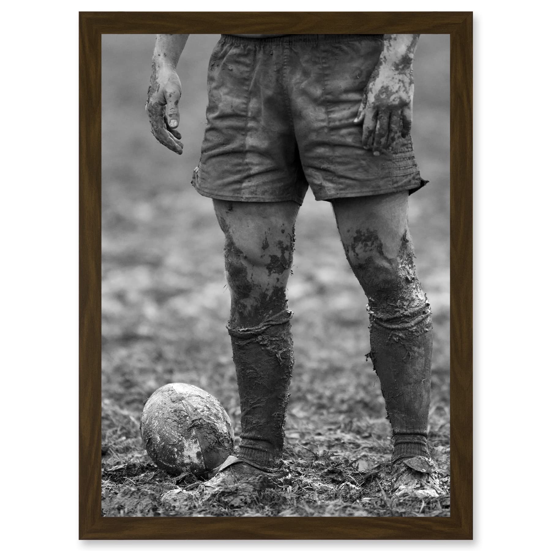 Artery8 Ball Rugby Mud Bowl Sport Scrum A4 Artwork Framed Wall Art Print