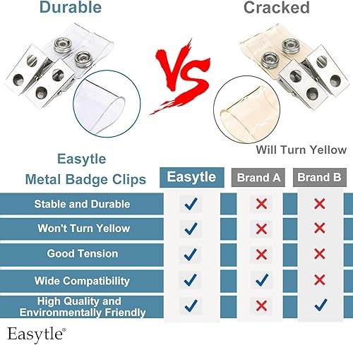 Miniatura 5 de 300 clips de metal para correa de identificación con correas de PVC transparente, soportes de doble agujero para insignias de trabajo