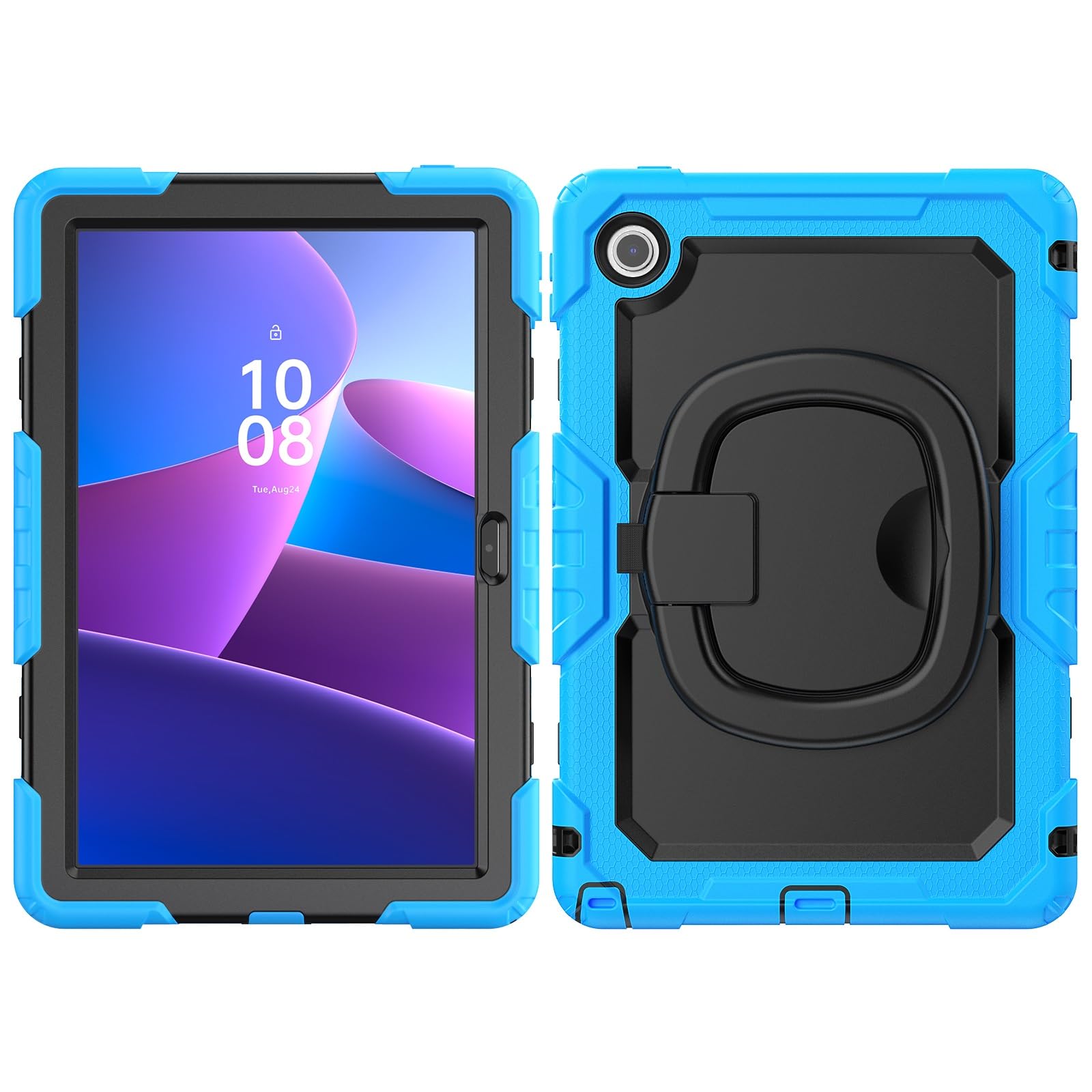 Ochronne etui na tablet Kompatybilny z Lenovo Tab 10.1 (TB-311XU) / K10C TB311FU 2025 Etui z folią ochronną ekranu, pełne etui ochronne, solidna obudowa, obrotowy uchwyt, etui silikonowe Pełna ochrona