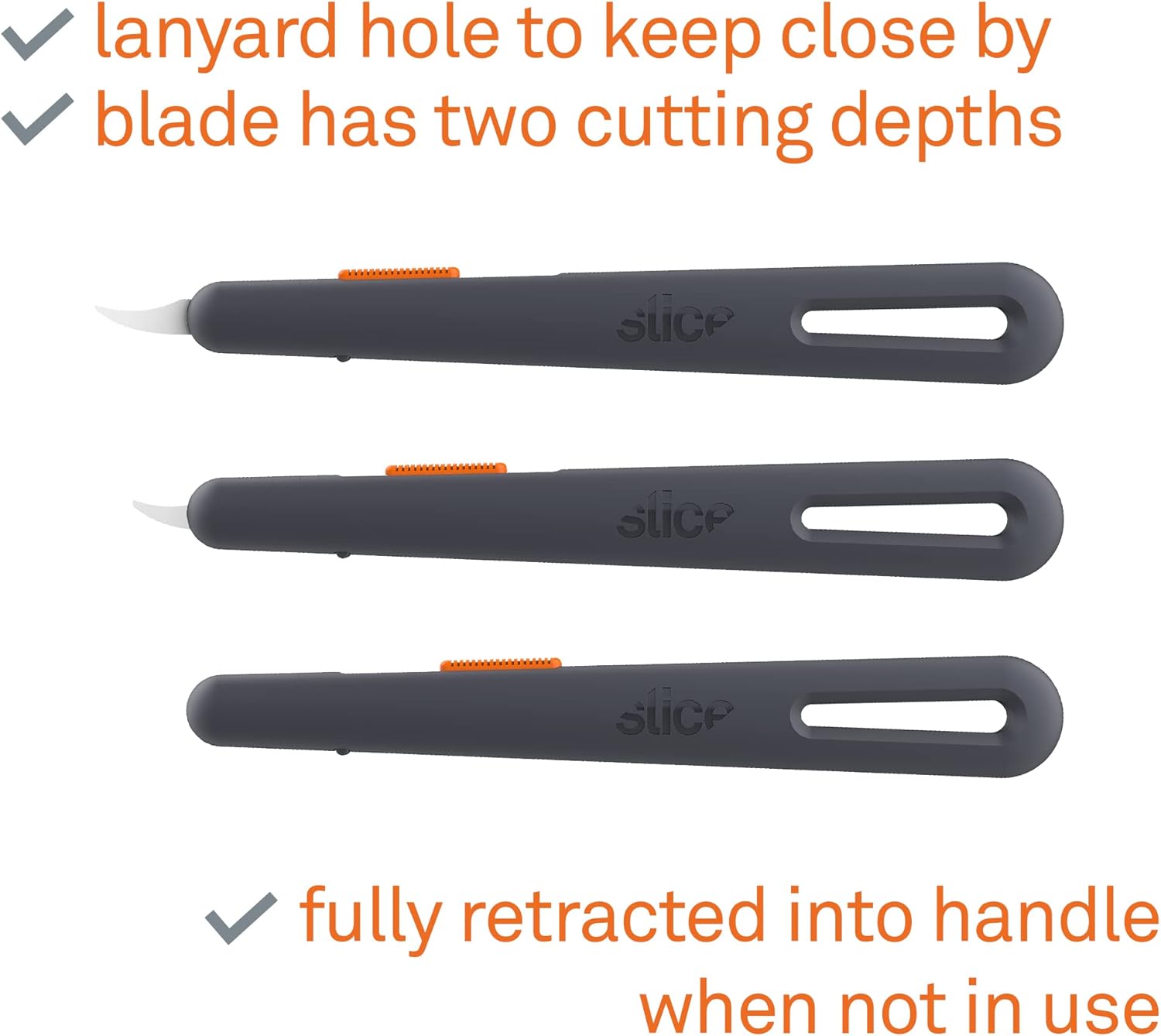 Slice 10596 Safety Seam Ripper With Manual Retraction, Safety Blade, Ambidextrous Tool, Replaceable Blade Lasts up to 11x Longer Than Metal - 1 Piece - - 