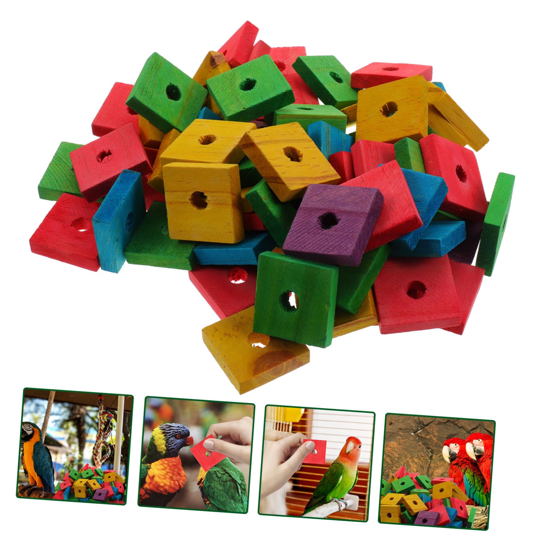 100 Stück Holzblöcke Papageien-Spielzeug – Kaublöcke 3x3 Cm Für Große & Mittlere Vögel | DIY Kauspielzeug