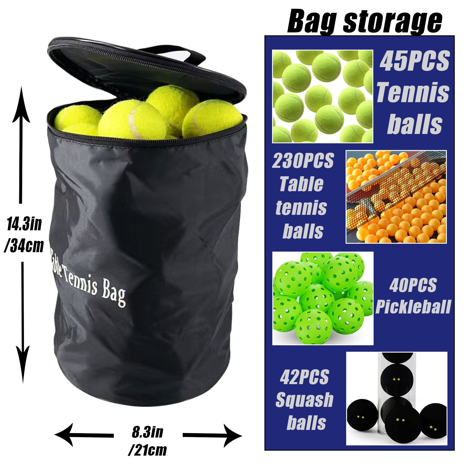 Amazon | テニスボールバッグ ポータブルテニスボールバスケット 45