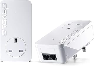 Devolo Dlan 550 Duo+ Powerline Starter Kit (500 Mbps, 2 X Plc Homeplug Adapters, 2 X Lan Ports, Pass Through, Internet Signal Booster, Ethernet Access Over Power Line)