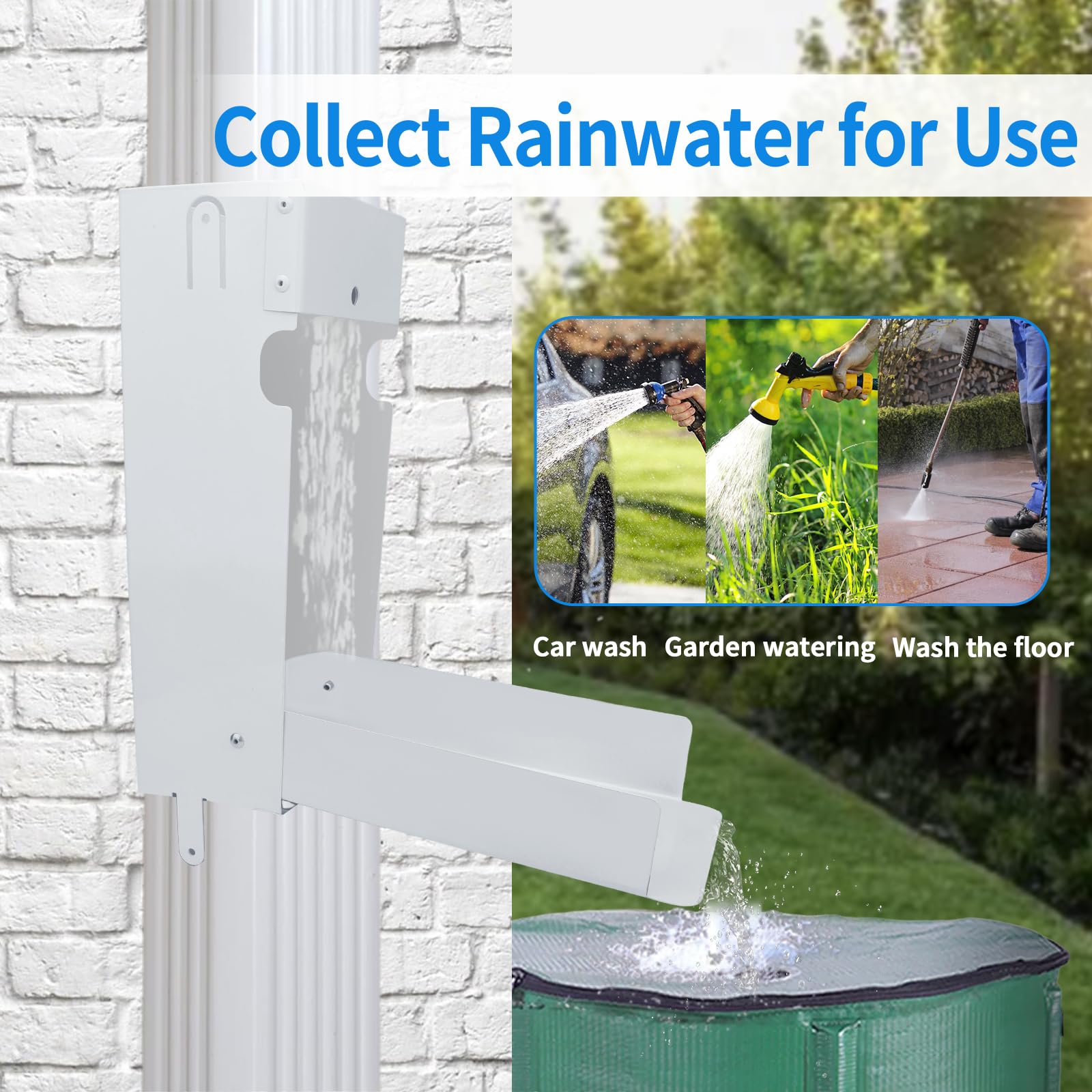 Sistema de recolección de agua de lluvia, colador de agua de lluvia de acero inoxidable para bajante estándar de 3 x 4 pulgadas, sistema de recogida de desviador de barril de lluvia