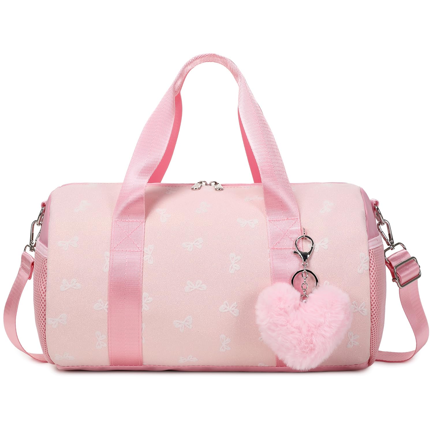 Glitter Small Sports Duffel Gymnastics Ballet Dance Bags for Kids Girls Travelbag with Waterproof Pocket