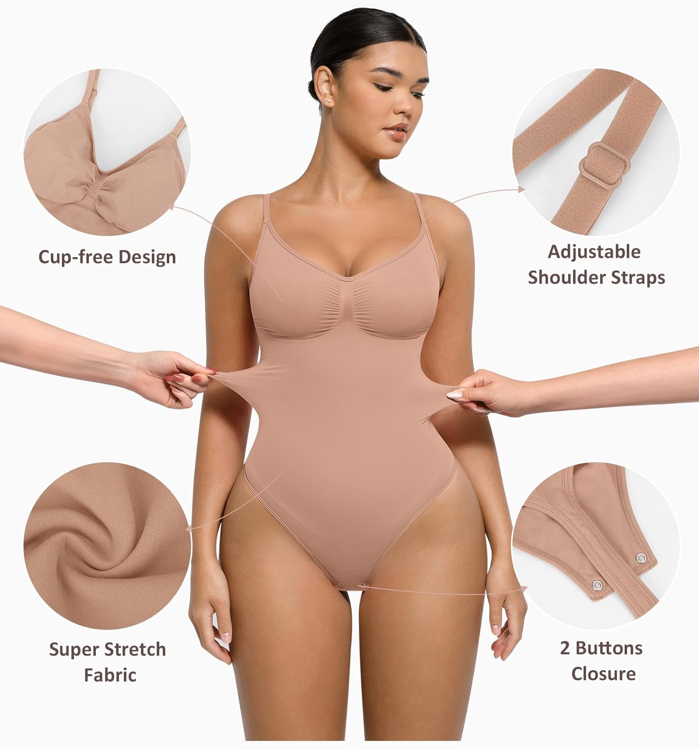 FeelinGirl Shapewear Bodysuit for Women Tummy Control Shaper Thong Seamless Body Shaper - Image 4
