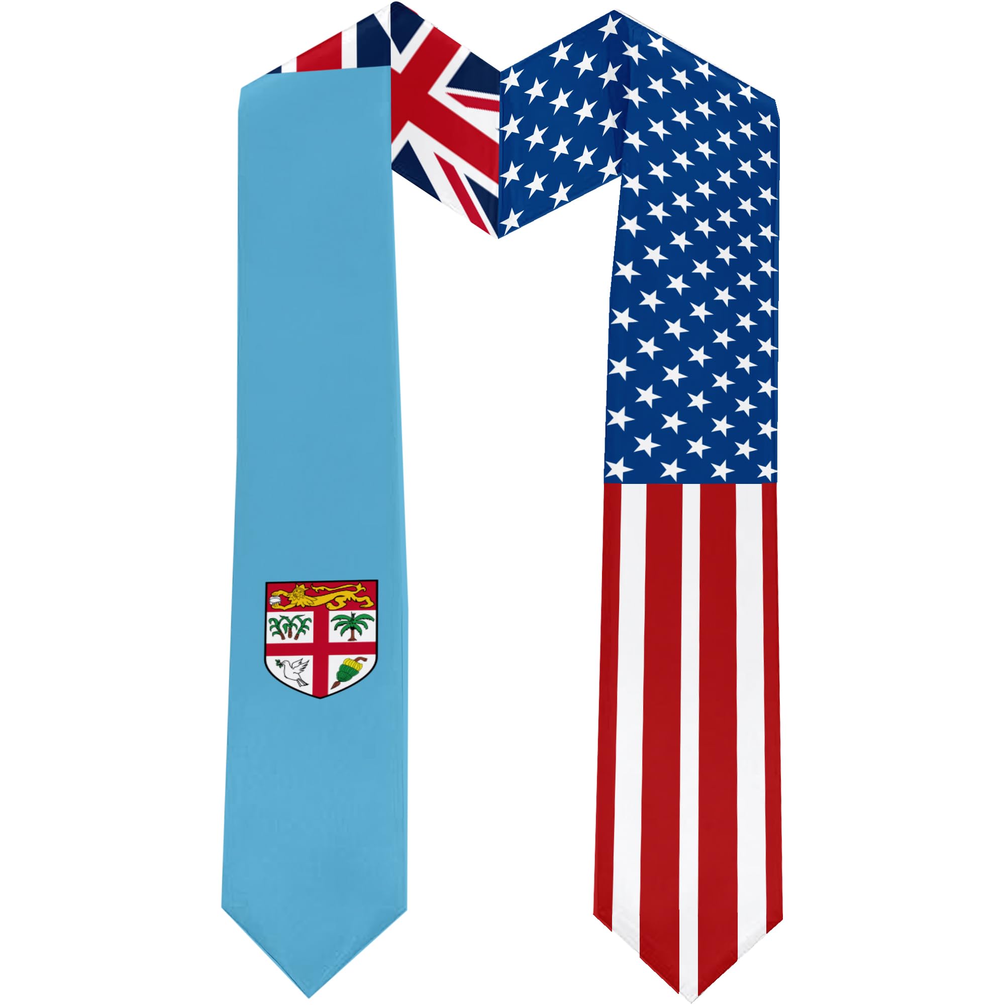 2025 Fiji Flag and USA Flag Graduation Stole Graduation Sash for International Student (Baccalaureate Gown and Hat Not Included)