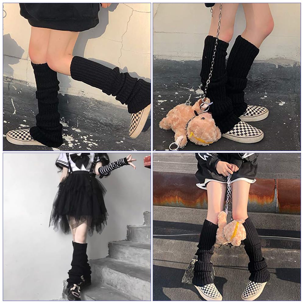 Comioke Jambière Femmes, 1 Paire Leg Warmers, Jambières Tricotées Automne et Hiver, Knit Chaussettes Boot pour Femmes, Jambières Chaudes, Guetre Femme, Jambière Guêtres, Noir