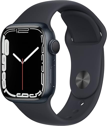 Apple Watch Series 7 (GPS, 41mm) - Midnight Aluminium Case with Midnight Sport Band (Renewed)