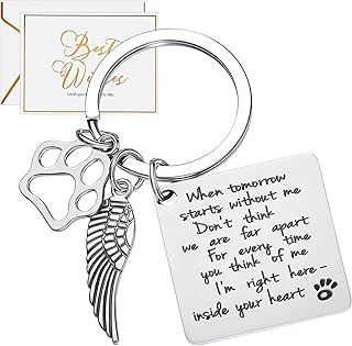 Batiyeer Dog Memorial Gifts Dog Remembrance Keychain Loss of Pet Paw Prints Memorial Dog Keyring with Paper Card Envelope Keychain Jewelry Sympathy Gift for Loss Dog Pet Cat Keepsake Decor