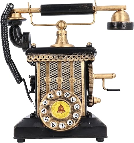 Decoración de teléfono vintage, modelo de teléfono retro de resina, esfera giratoria, decoración de escritorio para el hogar, oficina, bar,