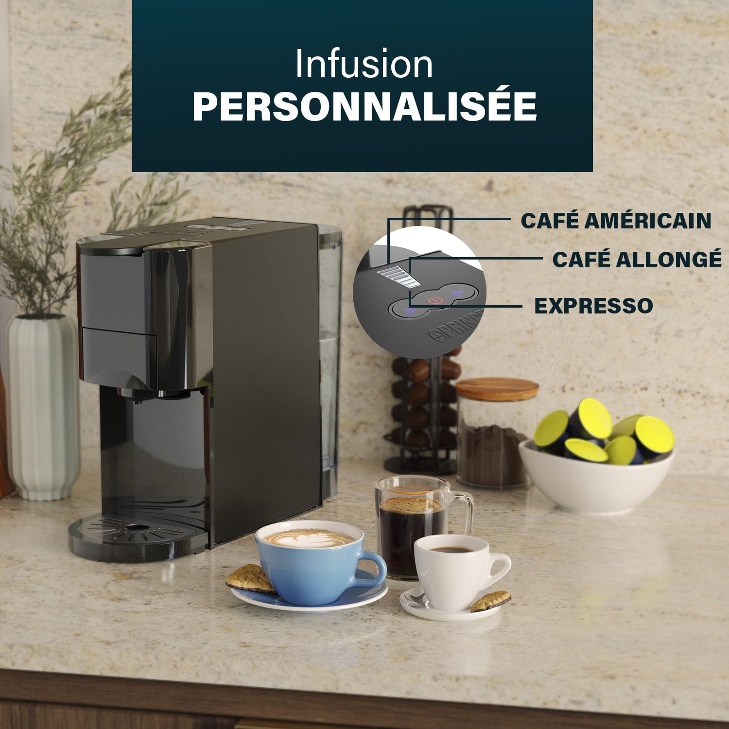 Princess Machine à café multi-capsules, pompe italienne 19 bars, réservoir d’eau 800 ml, compatibilité 4-en-1, 1450 W, compatible Nespresso® et Dolce Gusto®, sans BPA, pièces amovibles, 249454