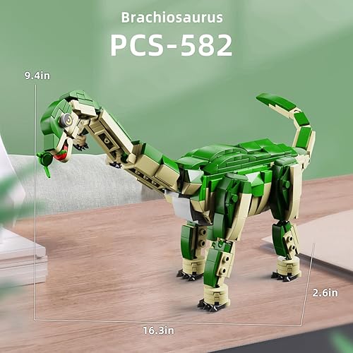 Miniatura 4 de ZYLEGEN Brachiosaurus - Juego de construcción de dinosaurios de dinosaurio, kit de bloques de construcción de parque del mundo de dinosaurios, idea