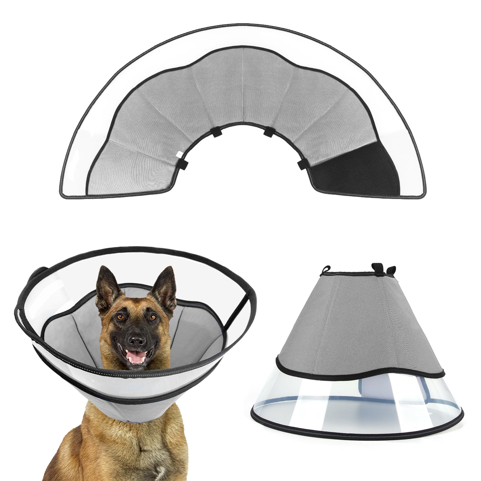 Yoolhamy Collar Isabelino Perro, Conos de Recuperación para Mascotas, Dejar de Lamer Las Patas, Dog Cone Collar, Collar Aajustable Suave Mediano Antiarañazos
