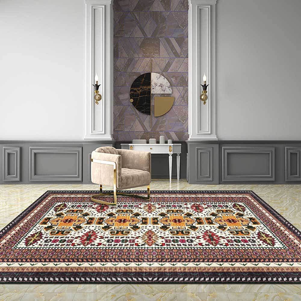 Teppiche 150 x 200 cm rot und gelb Ethno-Stil rutschfest wasserdicht antibakteriell Matte Komfortmatten Allzweck-Bodenmatten für Küche Badezimmer oder Arbeitsplatz