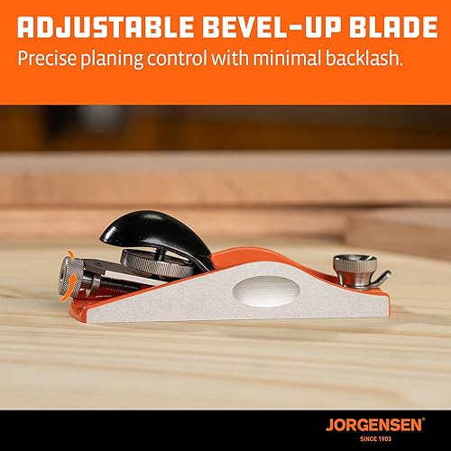 Miniatura 7 de JORGENSEN Mini cepilladora de madera de 6.3 pulgadas, mini cepilladora de mano para carpintería, plano de bloque de ángulo bajo, plano de mano