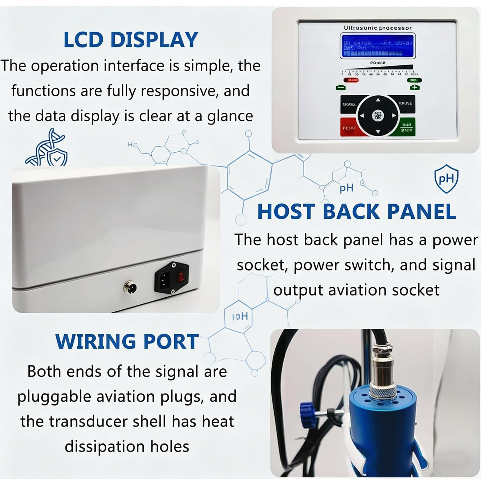 Ultraschall Homogenisierungssystem 800W 20kHz Laborprozessor mit Titanlegierung TC4 Sonde 1-500ml Forschungsgerät für Molekulare Dispersion und Zellunterbrechung
