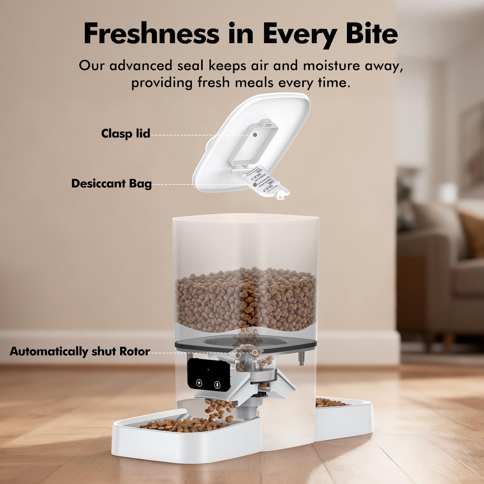 Comedero automático para gatos para 2 gatos, 6L/25 tazas, gran capacidad, WiFi, comedero para mascotas con 2 cuencos de acero inoxidable, doble fuente de alimentación, control por aplicación