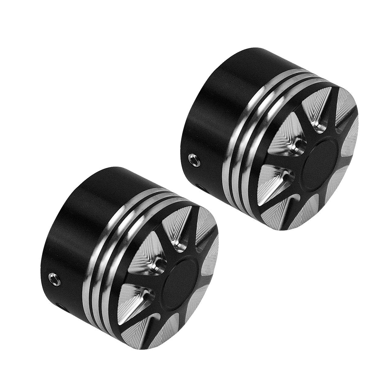 Copridado Dell'Asse Anteriore Coperchi Dell'Asse Fit per Harley Sportster Xl 1200 Dyna Softail Fat Boy Touring Street Road Electra Tri Glide 2 Pezzi Nero