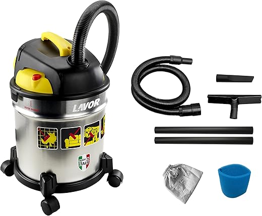 Lavorwash Aspiratore Solidi E Liquidi, Capacità Vano Raccolta 20 L, Acciaio