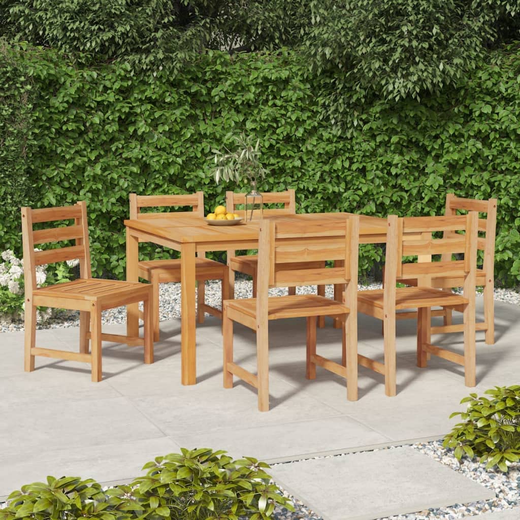 Set di 6 sedie da giardino in legno di teak, mobili da esterno durevoli, resistenti alle intemperie, design elegante per patio, terrazza e cortile, perfette per rilassarsi e divertirsi
