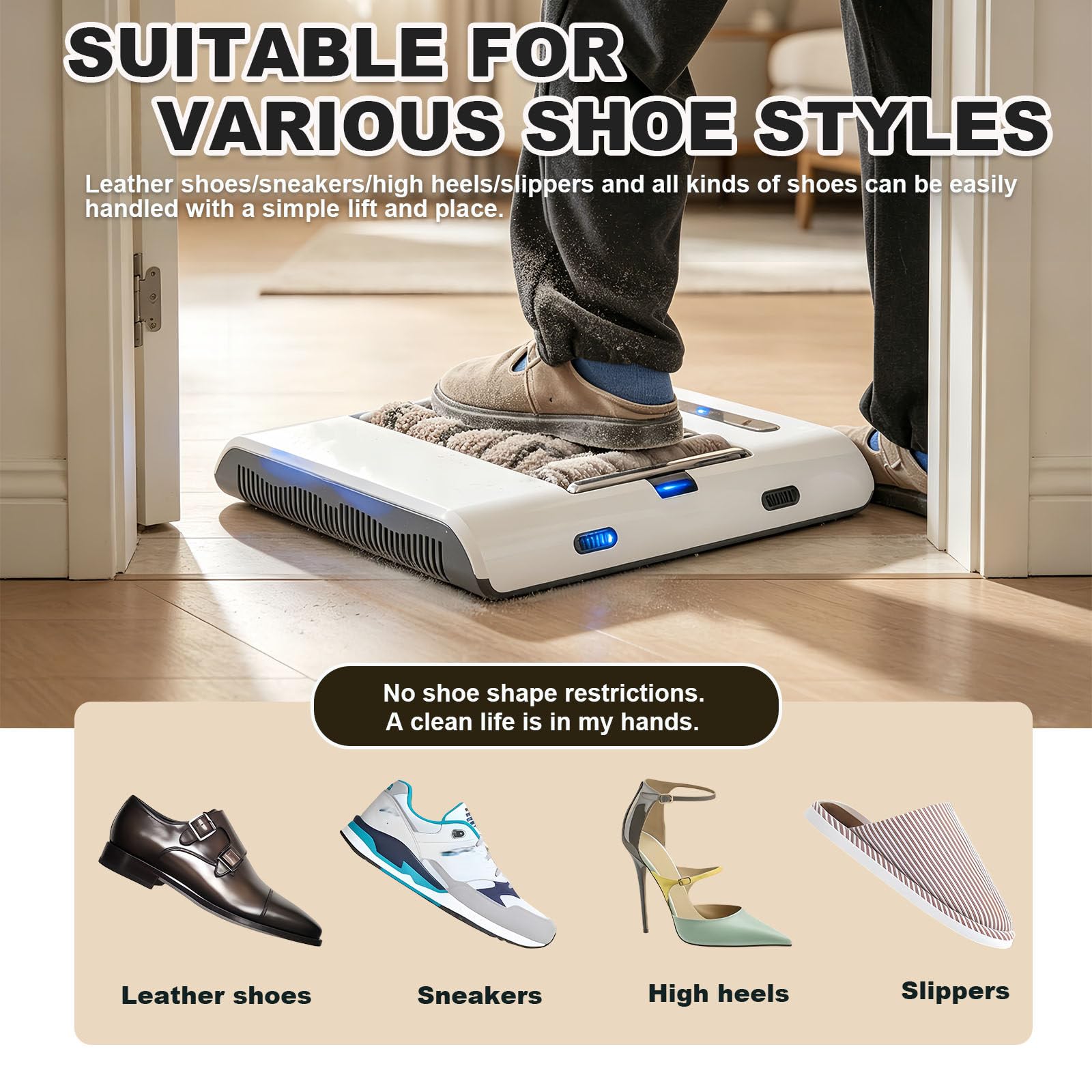 Sneaker Cleaner Automático por Inducción, Máquina Limpiadora De Zapatos 500 RPM, Pulidora De Zapatos Eléctrica, Cepillos para Zapatos – Limpia Suelas De Deportivos, Tacones Y Zapatos