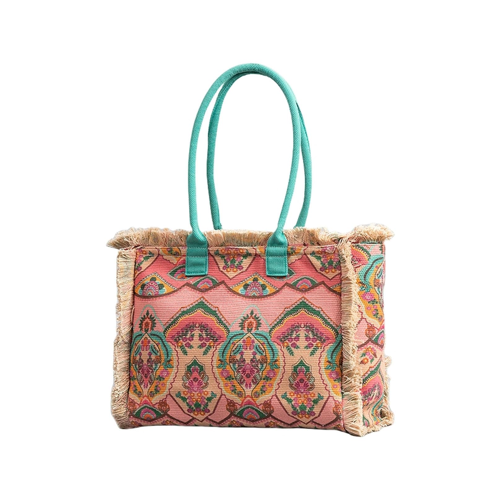 Strandtasche Damen Frauen Mit Großer Kapazität Einkaufstasche Retro -umhängetasche Reißverschluss Handtasche Casual Travel Canvas Strandtasche-by8335-39 * 15 * 32 cm