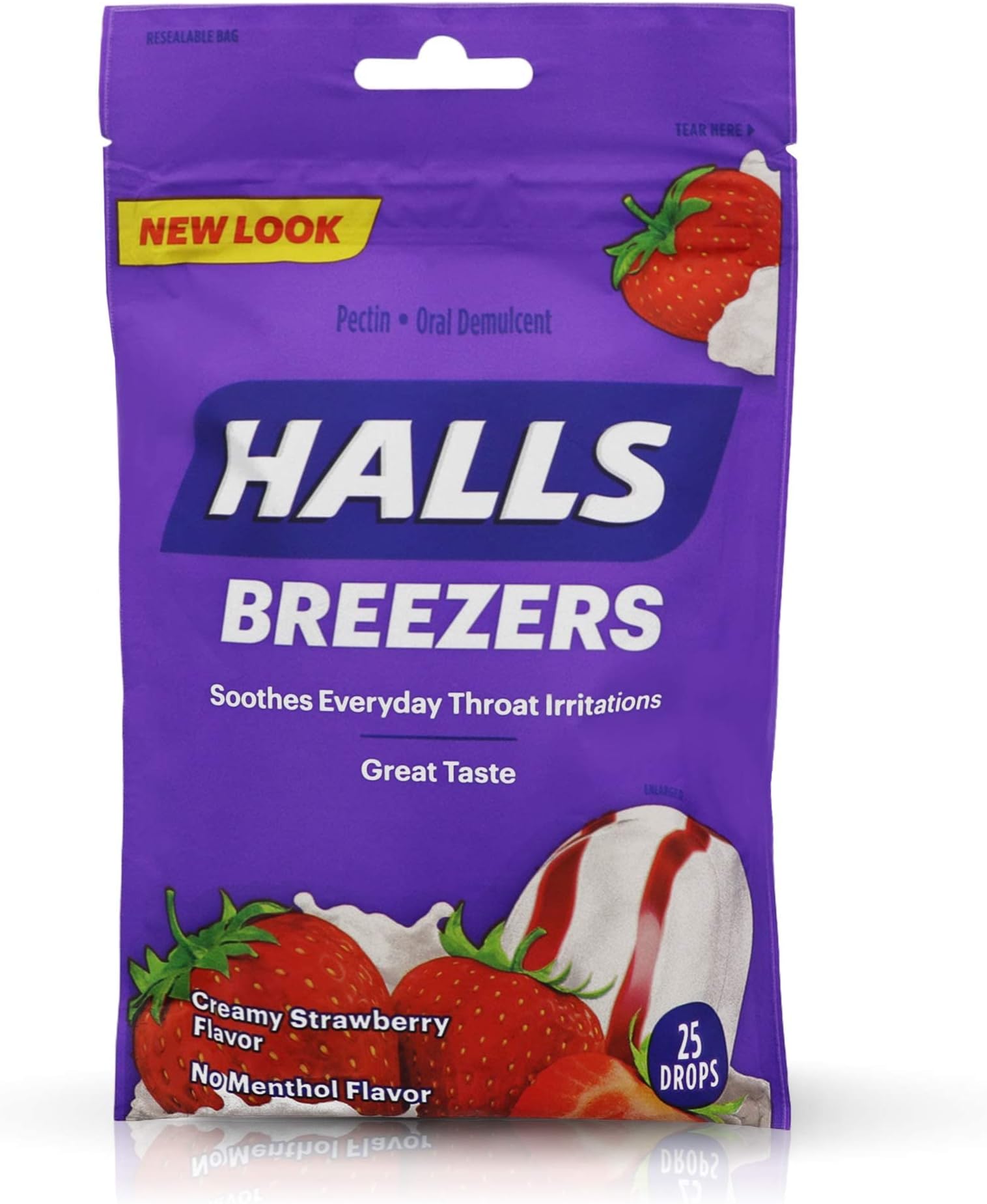 Halls Breezers Drops Cool Creamy Strawberry 25 ea Cough