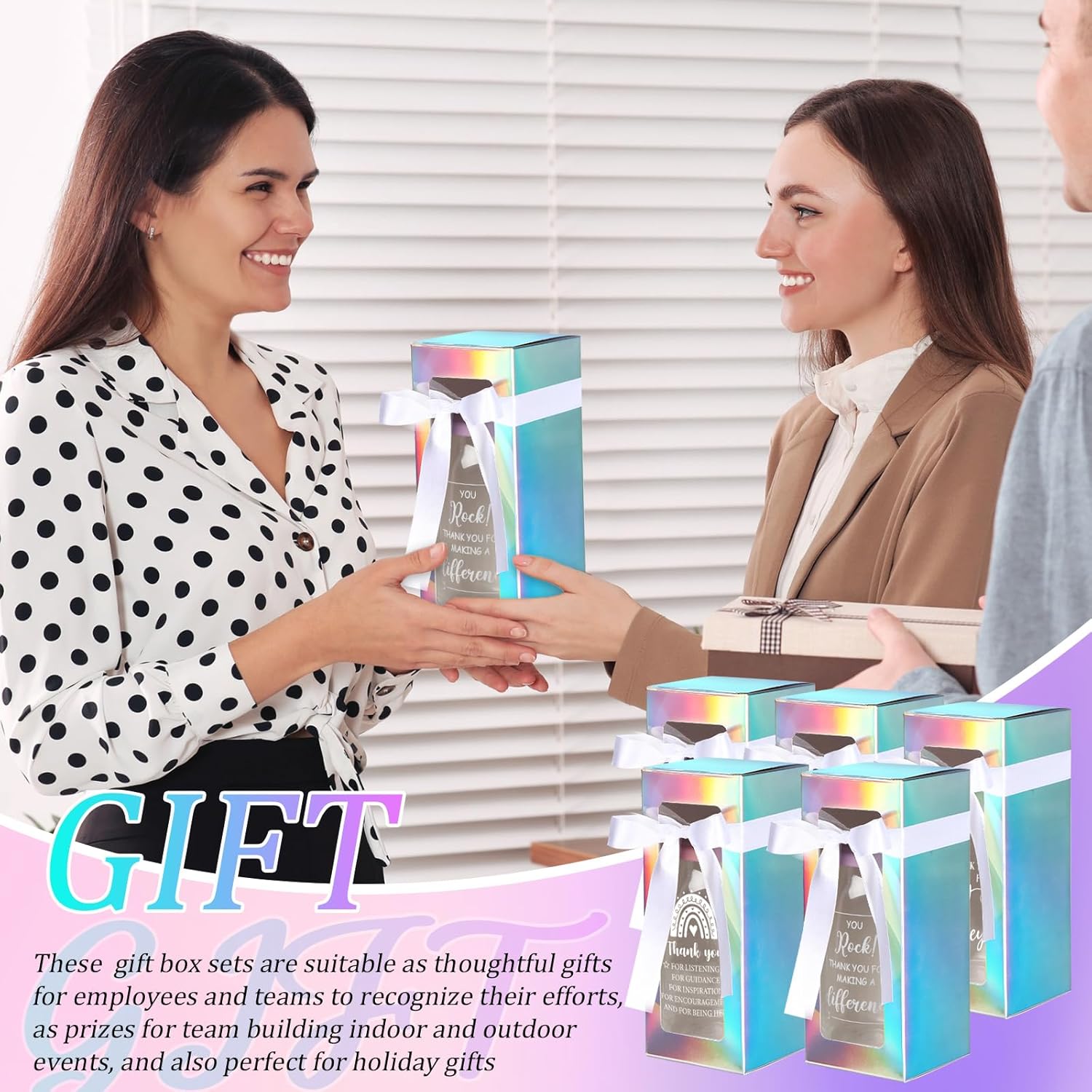 Layhit 12 Set Employee Appreciation Gifts Thank You Glass Cups for Staff Coworker 16 oz Can Shaped Beer Glass with Lids Straws Brushes Gift Boxes Ribbon for Nurse Teacher Week Mothers Day(Team B) - Image 6