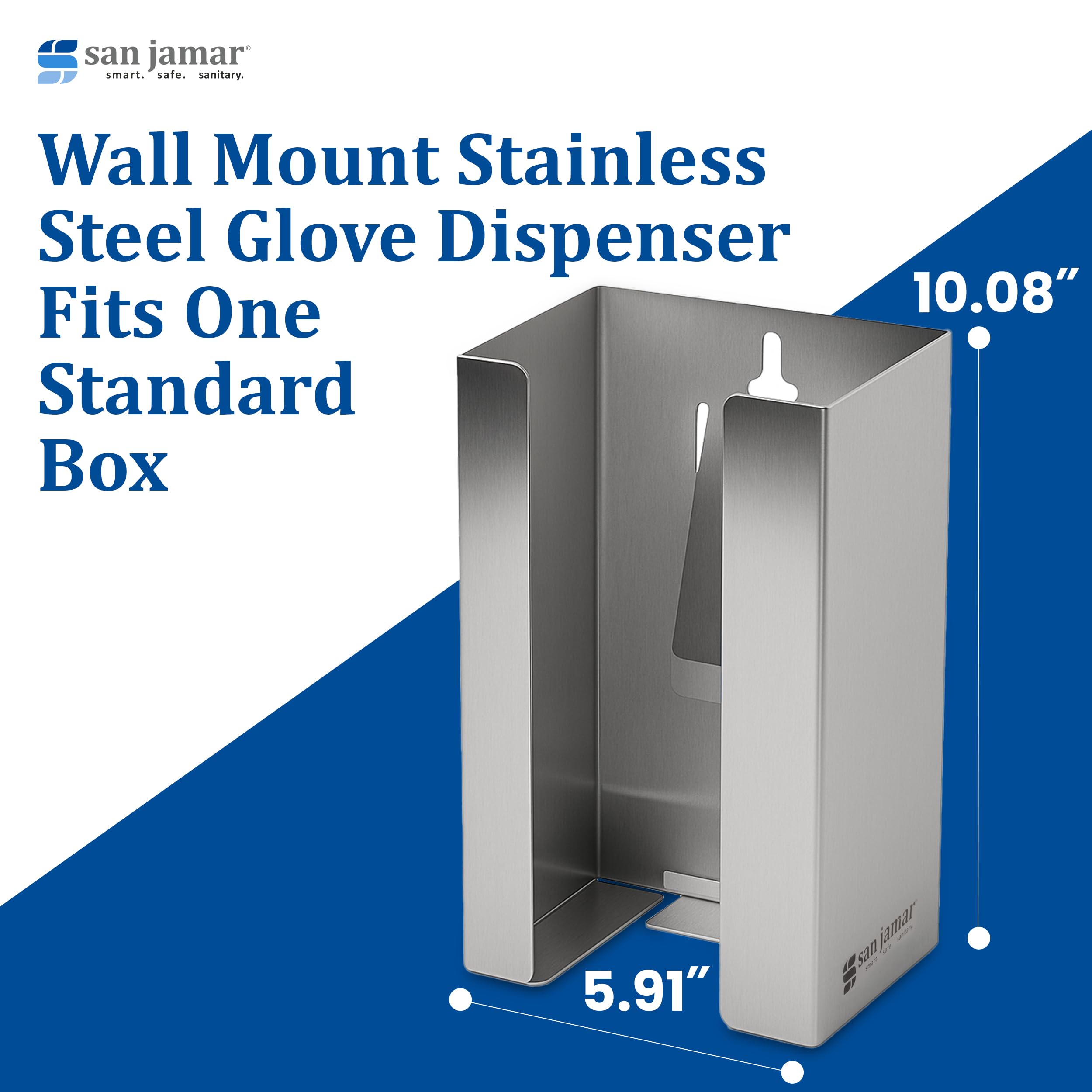 San Jamar g0801 caja de montaje en la pared dispensador de guantes, 1 Capacidad, acero inoxidable